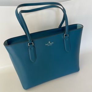 NWT Kate Spade Leather Harper Tote in Peacock Blue